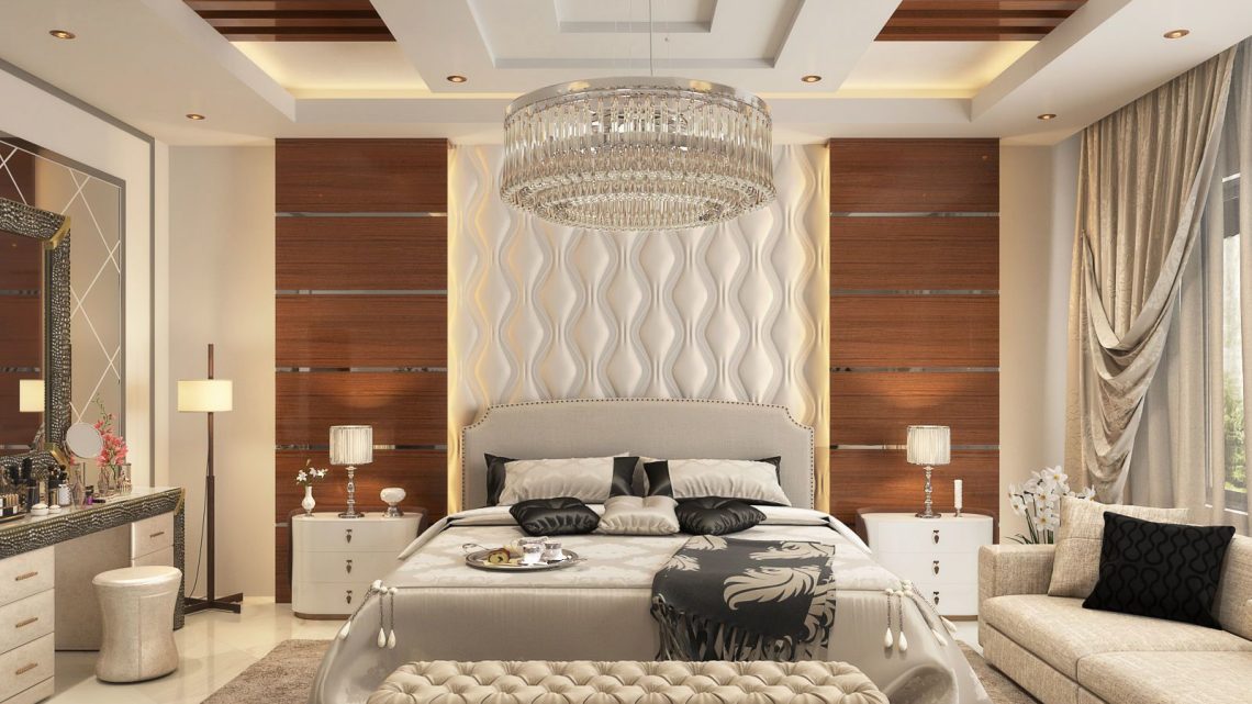 Ein strahlendes Wohnzimmer durch Downlights