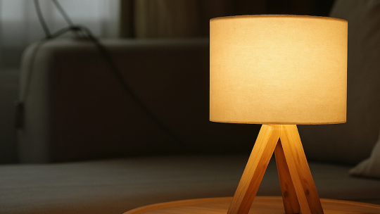 Klassische Holzstativ-Tischlampe: Ein zeitloses Beleuchtungsstück